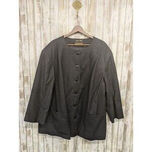 Giorgio Sant Angelo 100% Wool Longline Jacket Collarless Lined Pockets Size 20